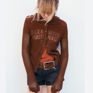 Zara NWT knit cardigan with hood 2756/006